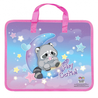 Купить Папка пластиковая с тканевыми ручками «Raccoon» оптом